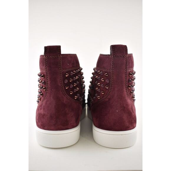 Christian Louboutin Mens Louis Flat Spike Prunus Red Mix High Top Sneaker 45 12 - Picture 11 of 12